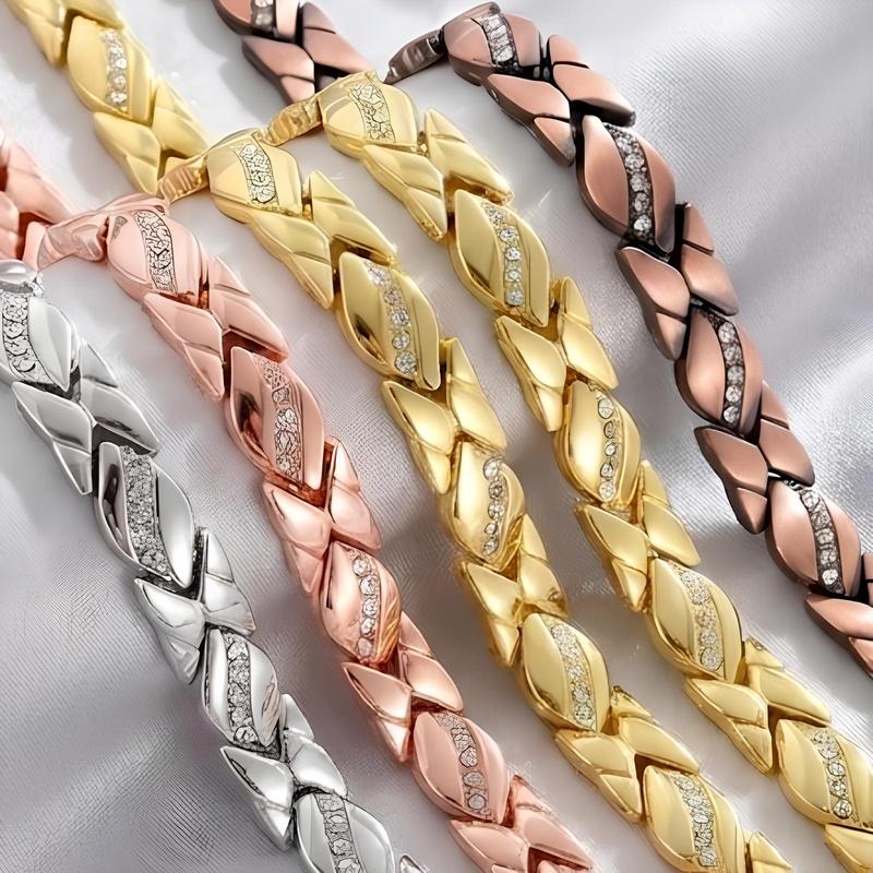 Women's leaf bracelet, pure copper magnetic bracelet withdiamonds, 3500 gauss effective magnet, outdoor fun Women's leaf bracelet, pure copper magnetic bracelet withdiamonds, 3500 gauss effective magnet, outdoor fun