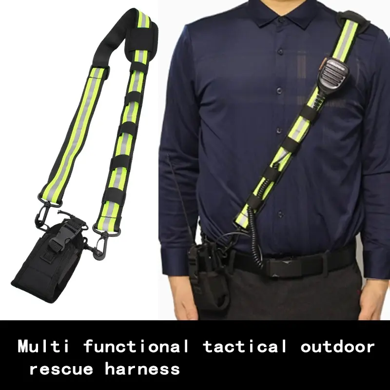 Firefighting Tactical Shoulder Strap, Reflective Portable Radio Shoulder Holster，Waste Management Outdoor Sports Rescue Backpack, Handheld Radio Carry Bag,Two-Way Radio Protective Case, Nylon Shoulder Bag