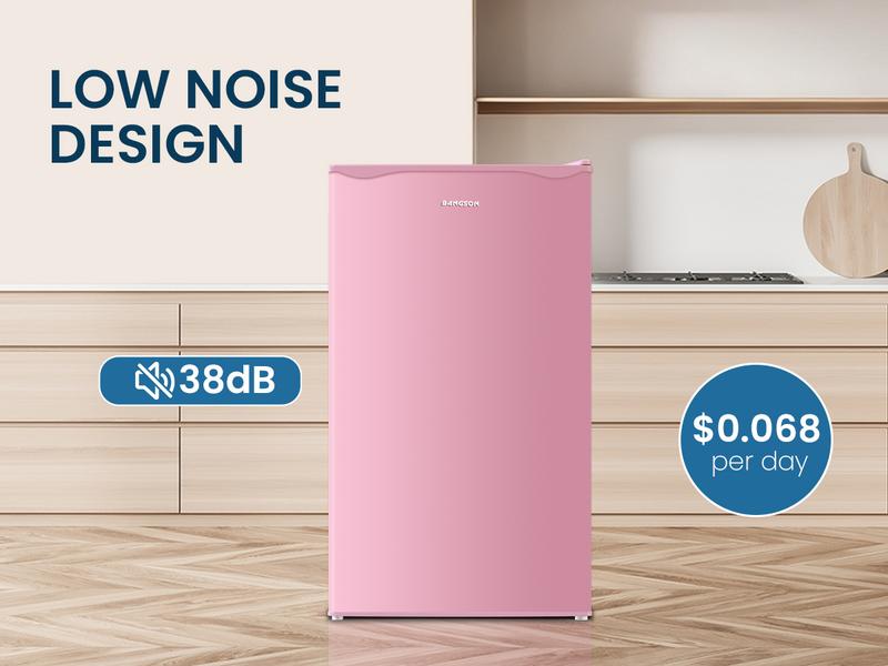 BANGSON 3.2 Cu.Ft Mini Fridge with Freezer Compact Energy-efficient Refrigerator Single Door Quiet Adjustable Temperature Small Drink Garage Room Portable Gift Idea, Christmas Gift Pink BANGSON 3.2 Cu.Ft Mini Fridge with Freezer Compact Energy-efficient Refrigerator Single Door Quiet Adjustable Temperature Small Drink Garage Room Portable Gift Idea, Christmas Gift Pink