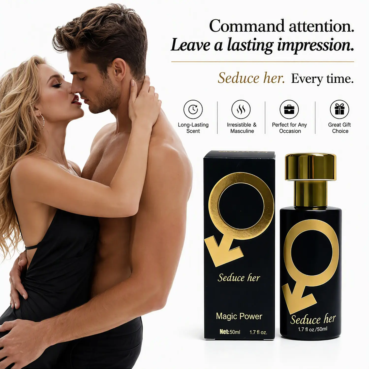 Pheromone Cologne for Men , Long-Lasting Fresh Woody Scent, Infused with Pheromone Formula, Specially Designed to Make Her Obsessed, Share a Wild & Wonderful Night, Perfect Christmas, New Year's Eve & Anniversary Gift. 50ML/1.7FL.OZ