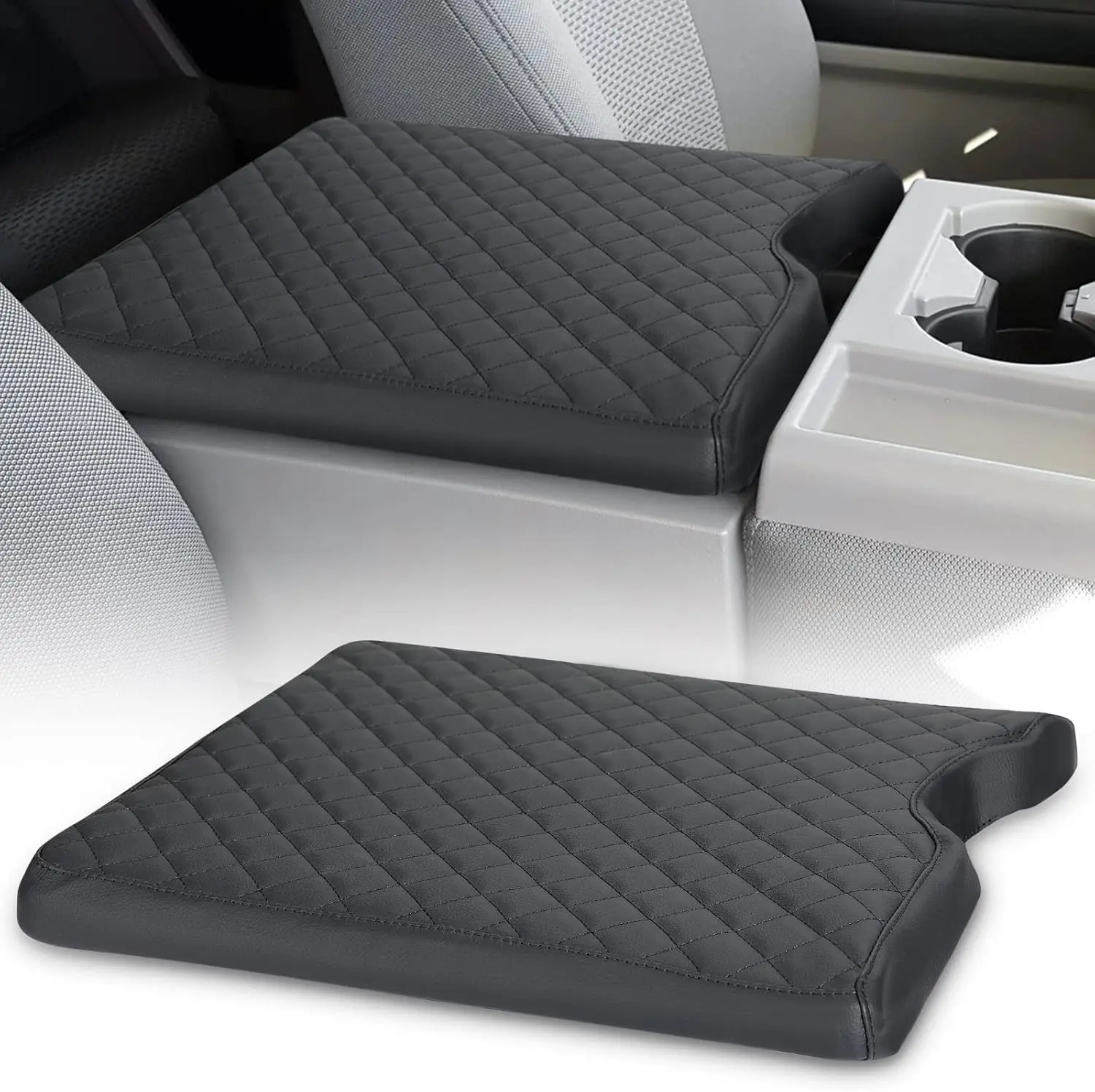 Center Console Cover for 2015-2025 F150, 2017-2025 F250 F350 F450 with 40/20/40 Jump Seat, Premium Leather Armrest Car Seat Cushion, Truck Accessories, Easy Install, Seamless Fit, Premium Leather Feels Refined Daily, Vehicle Interior Upgrade