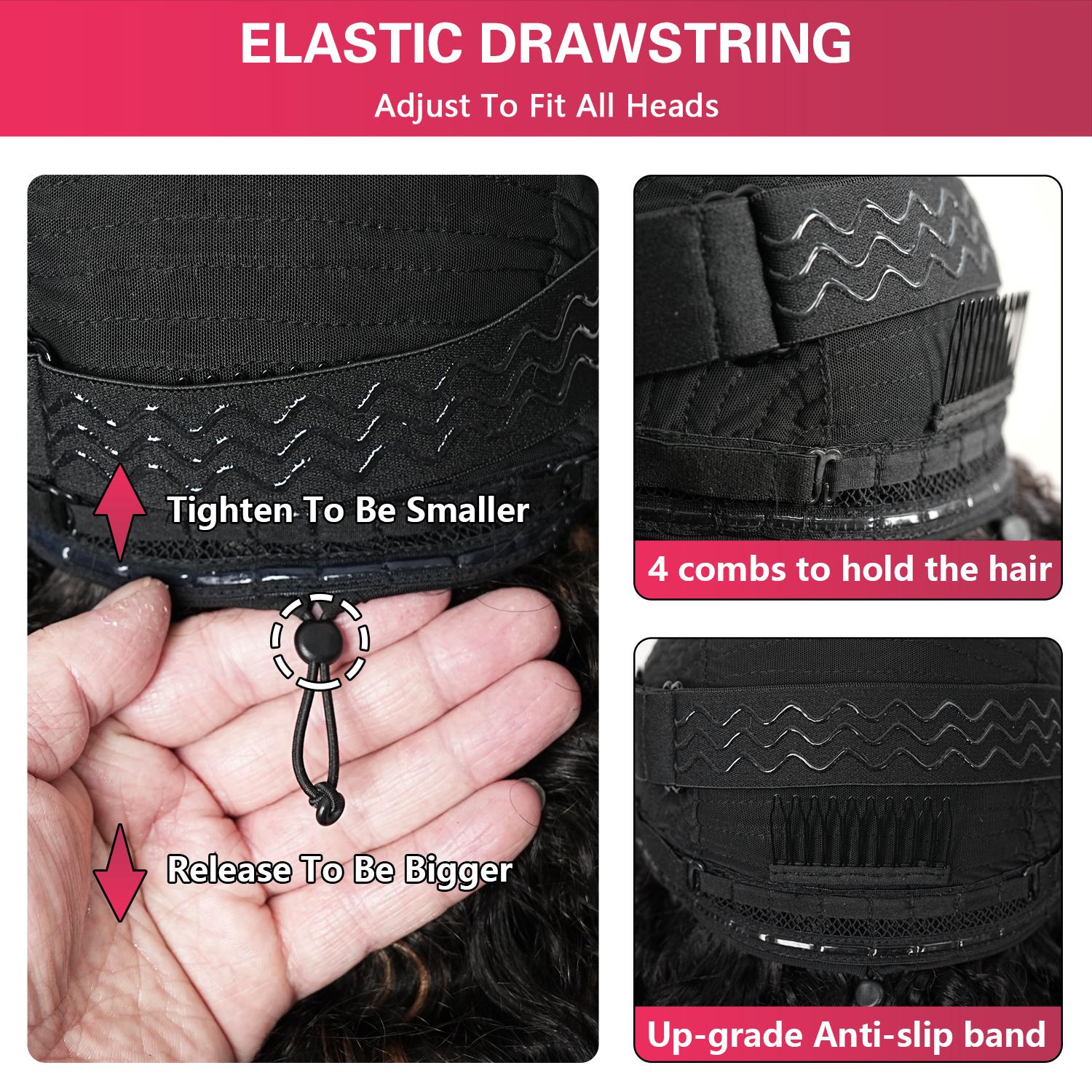 QUANDIAN 13X6 Burmese Curly Glueless Highlight Lace Front Wigs Human Hair Pre-Cut HD Lace Beginner Friendly Pre Bleached Upgraded Drawstring for Women