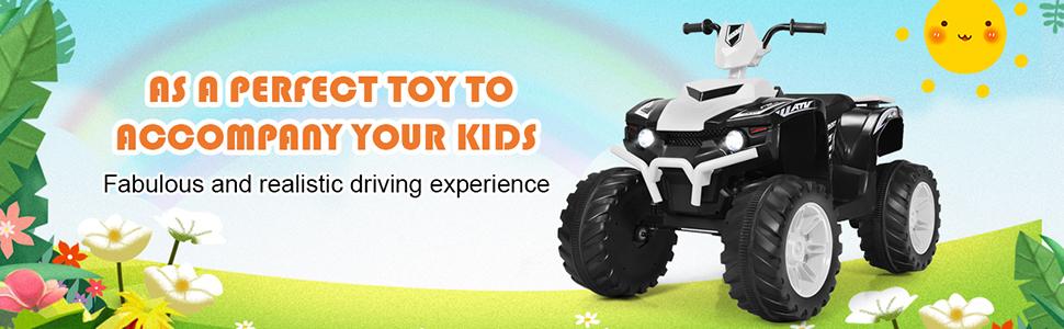 COSTZON 6V/12v Ride-On ATV, Battery Powered Electric ATV Car w/ Wide Seat, Lights, 4 Wheels Quad Car，Father's Day Gift