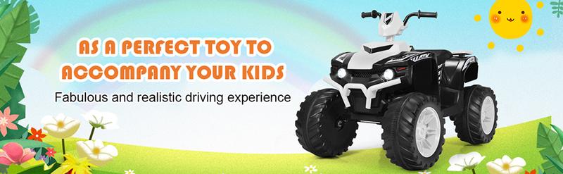 COSTZON 6V/12v Ride-On ATV, Battery Powered Electric ATV Car w/ Wide Seat, Lights, 4 Wheels Quad Car，Father's Day Gift