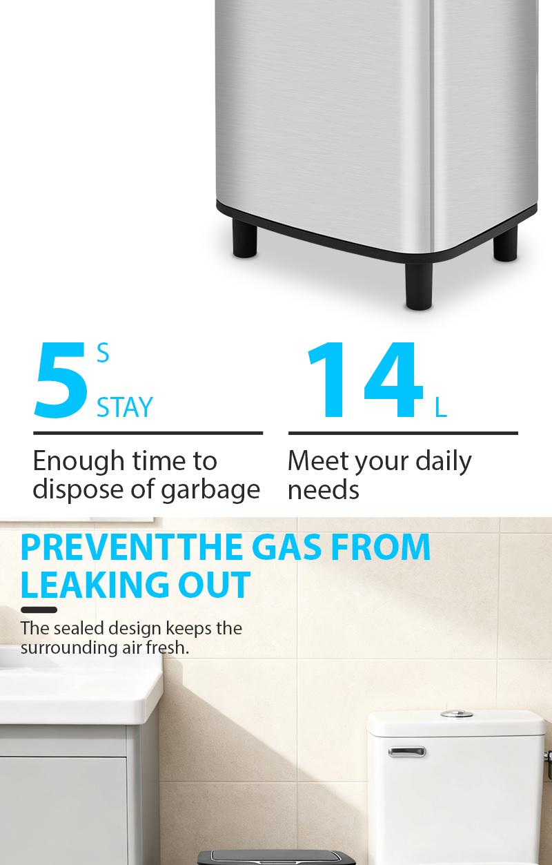 Pukomc 2.7Gal Smart Bin: Auto-opening stainless steel trash can for kitchen, bathroom & office – sleek, hygienic & hands-free!