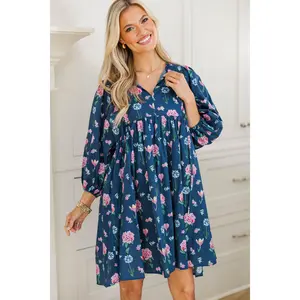 NURSING COLLECTION: It's All True Navy Floral Short Sleeve Dress