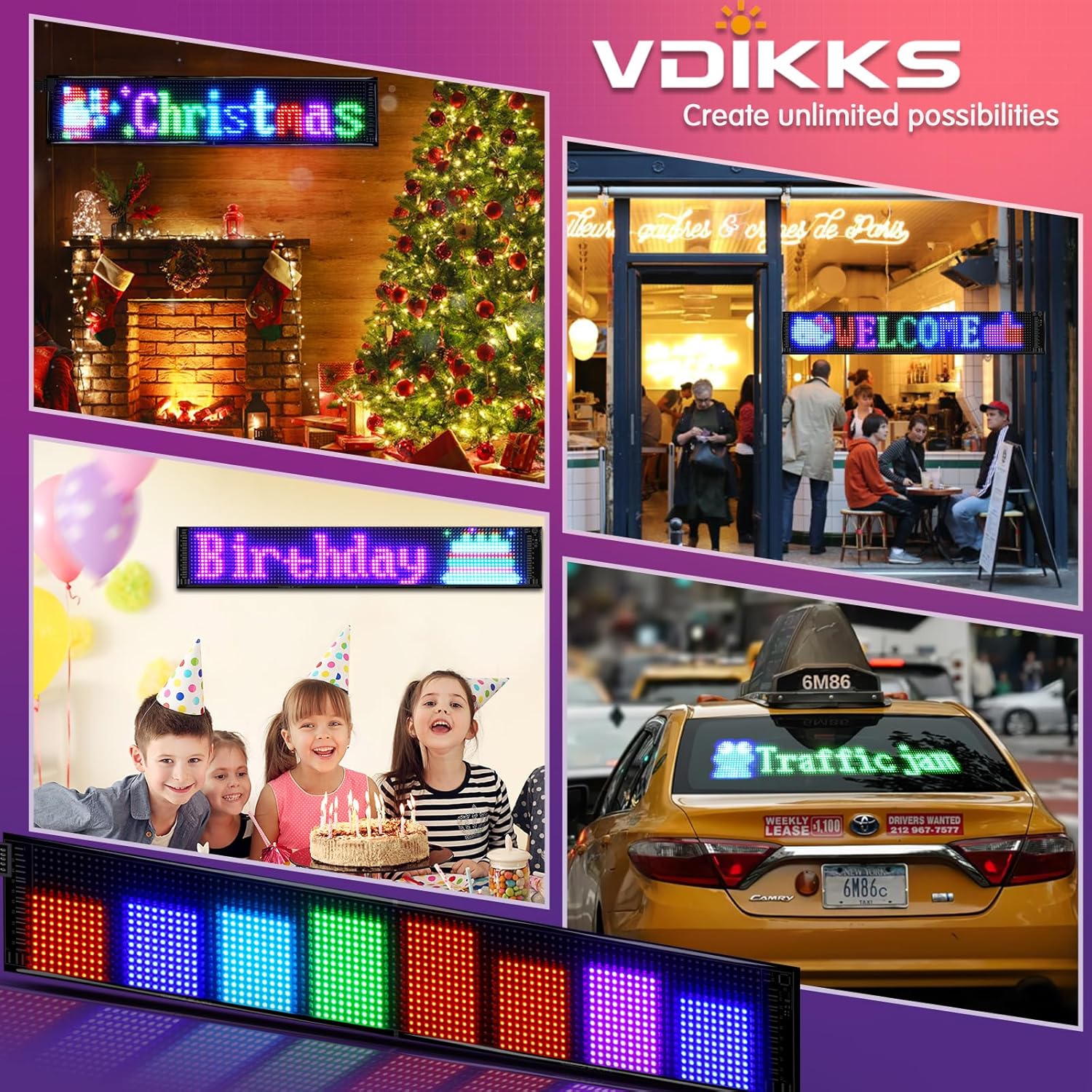 LED Car Sign Programmable Matrix Panel FPCB Flexible Screen Display APP Control for Cars Shops Bars Parties Festivals Customizable Message Scrolling Bright Advertising - Vehicle