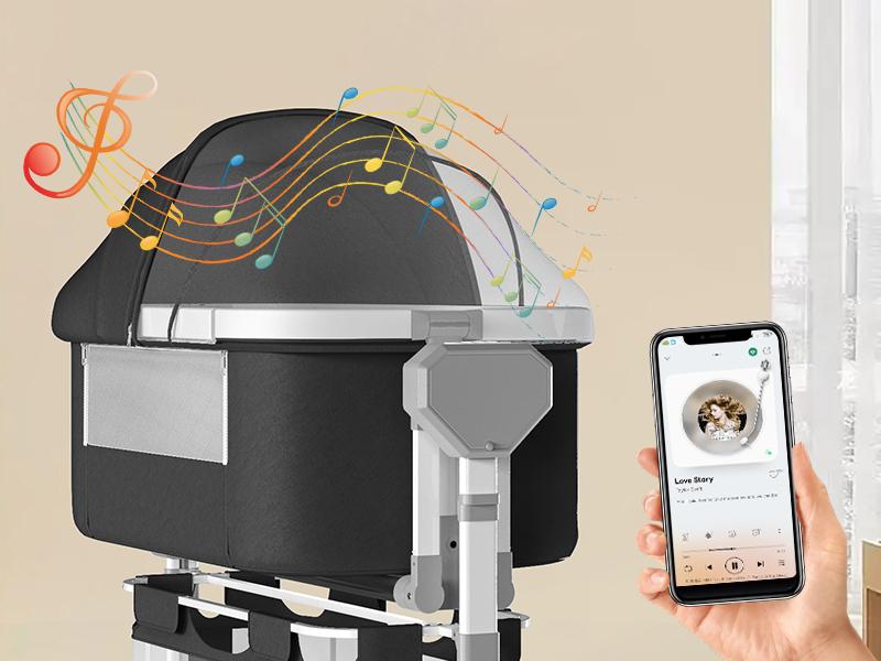 Electric Baby Bassinet with 5 Rocking Motions 6 Height Adjustments 4 Lullabies Bluetooth 5.0 360° Silent Wheels for Newborns Unisex Stable Swing Bedside Sleeper Modes