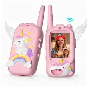 Video Walkie Talkies for Kids, Kids Walkie Talkies with Screen & Voice Changer, 1600ft Range, 2 Pack Rechargeable Walkies Talkies for Indoor Outdoor Games, Camping, Hiking for Boys Girls (Pink)