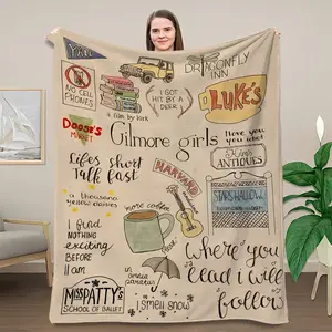 Gilmore Girls Pattern Flannel Blanket,  Soft Blanket Cute Skin-Friendly, Warm, Machine Washable,Suit for Sofa, Bed,Office,Travel,Camping