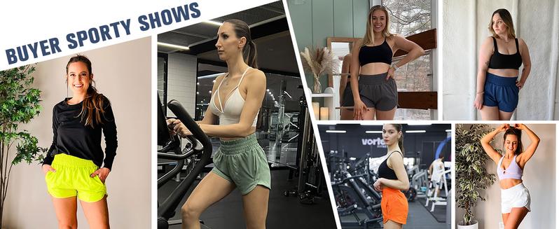 PINSPARK Women's Athletic Shorts Gym Workout Running Shorts with High Waist Zipper Pockets