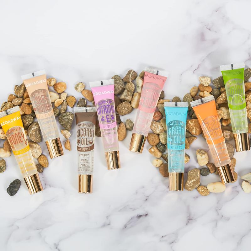 Ruby Kisses Broadway Vita-Lip Clear Lip Gloss - Moisturizing, Hydrating, Nourishing with Mint, Rosehip, Coconut, Mango, Argan, Honey & Shea Lipstick Makeup Daily Shea Butter Moisturizer Moisture Hydrate Moisturize Cosmetic Lip Care