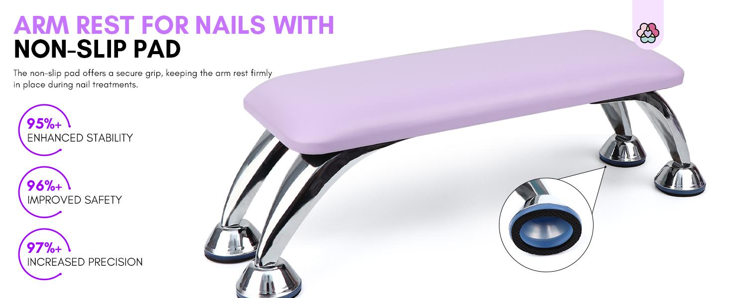 SAVILAND Purple Arm Rest for Nail Techs Super-Comfortable with Microfiber Leather Mat Height-Adjustable Hand Pillow for Manicure Ideal for Salon Use SAVILAND Purple Arm Rest for Nail Techs Super-Comfortable with Microfiber Leather Mat Height-Adjustable Hand Pillow for Manicure Ideal for Salon Use