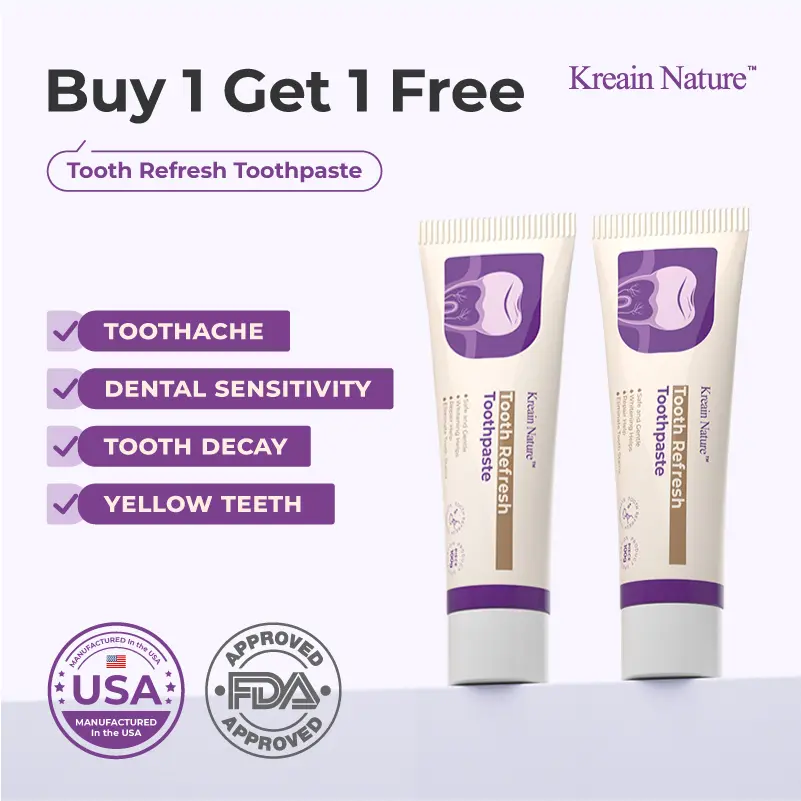 【Buy 1 Get 1 Free】Kreain Nature Oral Care Toothpaste Natural Whitening Toothpaste Fresh Breath Gum Care Gentle Cleaning Formula Helps Protect Teeth Daily Oral Hygiene for Sensitive Teeth Family Use