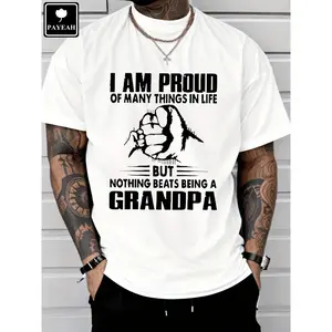Men's Proud Of Many Things In LifeNothing Being A Grandpa Monogrammed T-Shirt 100% Heavy Cotton T Shirt Shortsleeve Tshirt Menswear