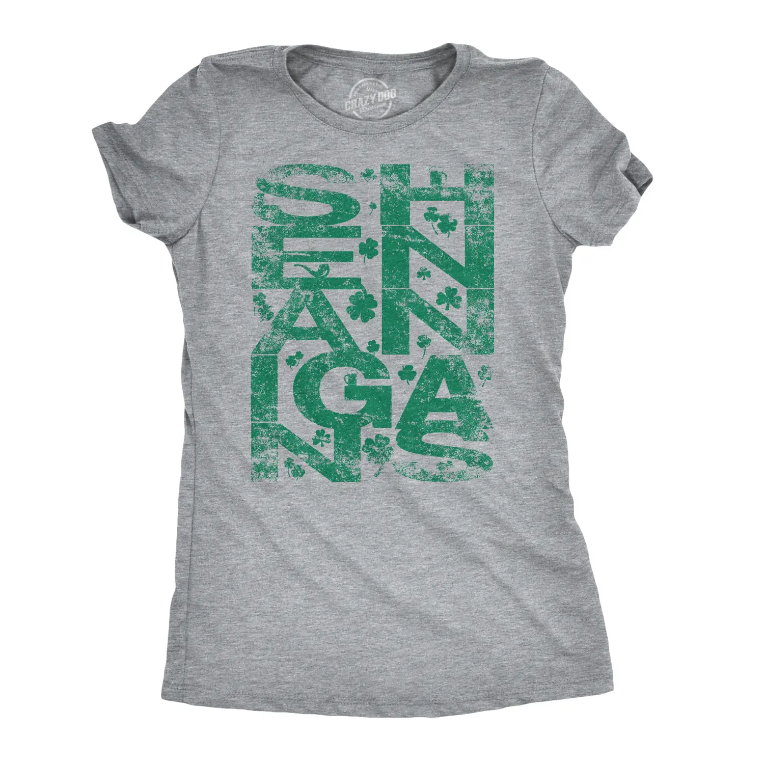 Womens Shenanigans Clover Funny Irish Saint Patricks Day Shamrock Pattys T Shirt Funny Womens T Shirts Cute Vintage Fashion Casual Ladies T-Shirt Gift Saint Patrick's Day Tops for Women Funny Vintage Top Light Grey