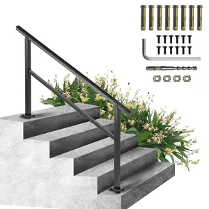 60"x35" Aluminum Outdoor Stair Handrail - 165LBS Load Capacity, Adjustable 0-30° for 4-5 Steps with Screw Kit