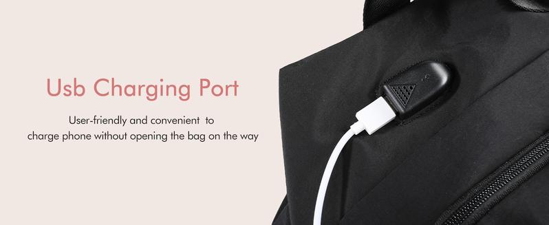 KooKoomia Travel Bag with Shoe Compartment USB Charging Port, Yoga Mat Pocket, Trolley Sleeve, Carry on Overnight Hospital Duffel Weekender Bag,Gym Bag  for Women, Black