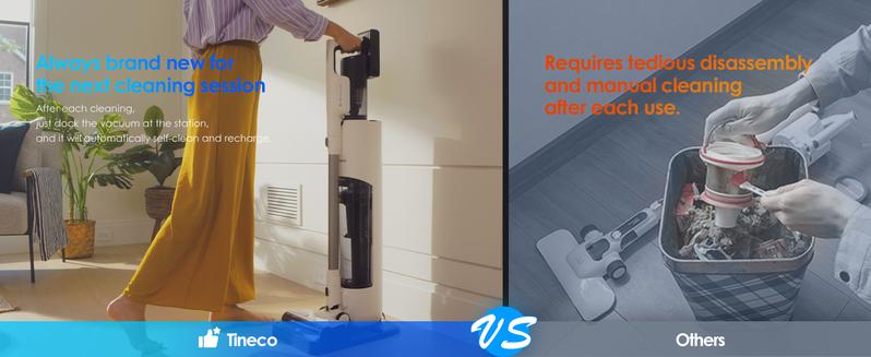 Tineco PURE ONE Station 5 Cordless Smart Vacuum with 2.5L Auto Dust Base Full-Path Self-Cleaning 175W Suction ZeroTangle Tech iLoop Smart Sensor for Hard Floor & Carpet