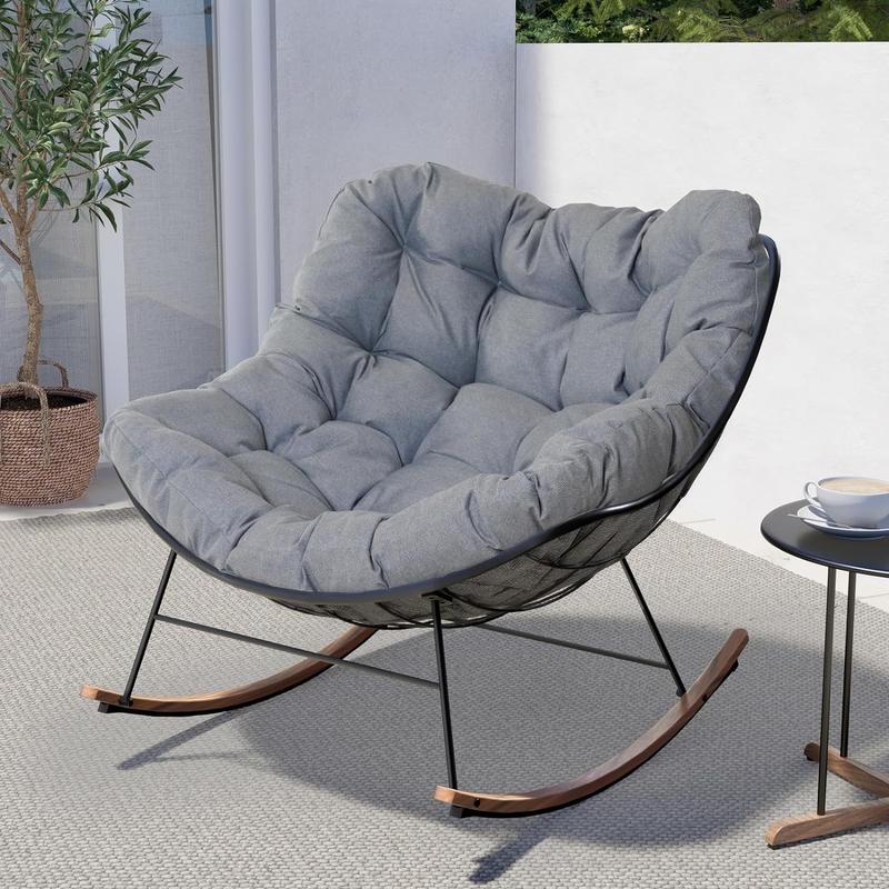 Indoor & Outdoor Royal Rocking Chair – Soft Padded Cushion & Sturdy Steel Frame for Ultimate Comfort & Relaxation