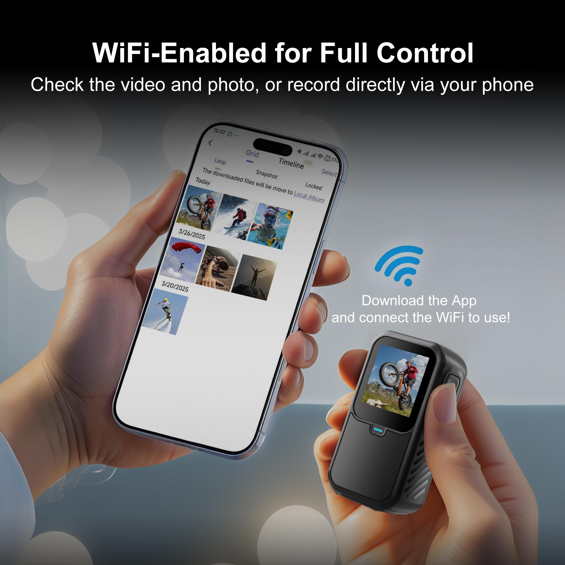 NUISK Mini Action Camera Waterproof Helmet Mount Magnetic DV for Bike Cycling Pet Vlogging Compact Portable Body Cam Photography Gear Anti-Shake Bodycam Camera