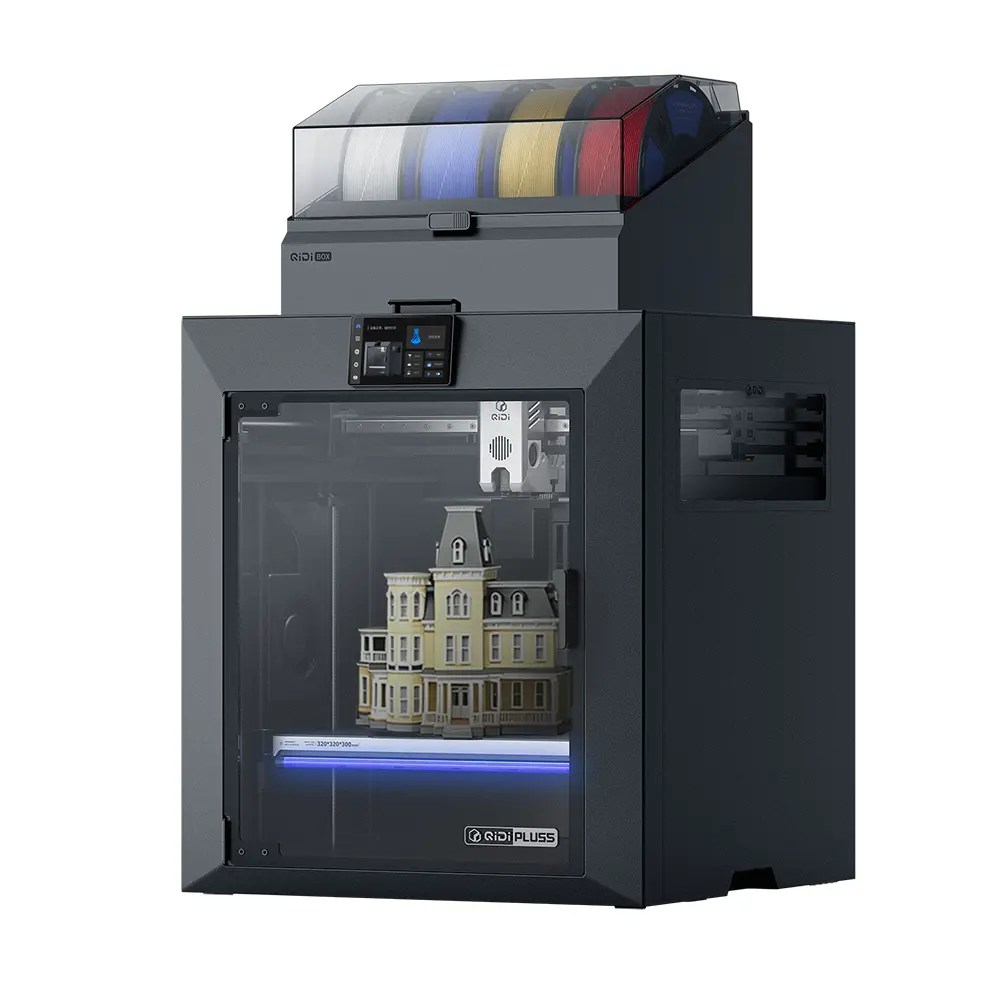 QIDI Plus5 Combo Enclosed FDM 3D Printer - 320×320×300mm Large Build Volume, 370°C Nozzle, 65°C Heated Chamber, CoreXY 600mm/s High-Speed Printing, Auto Leveling, Smart Detection, 1-Tap Print for Beginners & Professionals