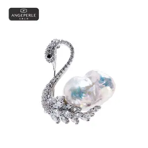 ANGEPERLE Alloy & Freshwater Pearl Baroque Brooch-Pendant TSXX255