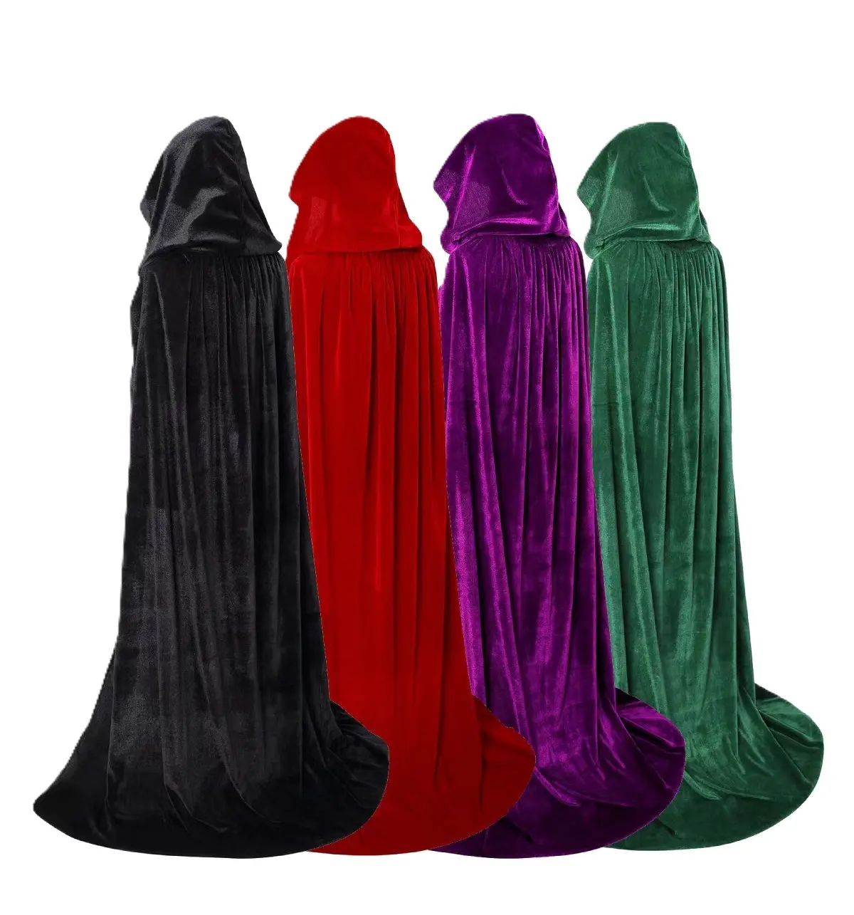 Medieval Velvet Cloak-Cape for Wizards, Indoor Recreation Halloween Stage Costume Accessories for Family Parties