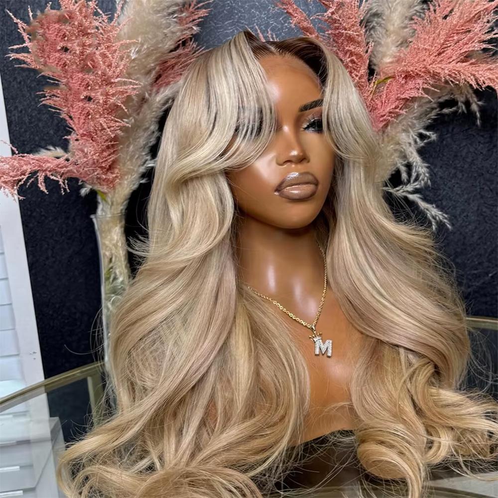 13x6 Ombre Highlight Ash Blonde Lace Front Wigs Human Hair 180% Density Ash Blonde Body Wave Lace Frontal Wigs For Black Women 13x6 Lace Front Wig Pre Plucked With Baby Hair SpringStatements