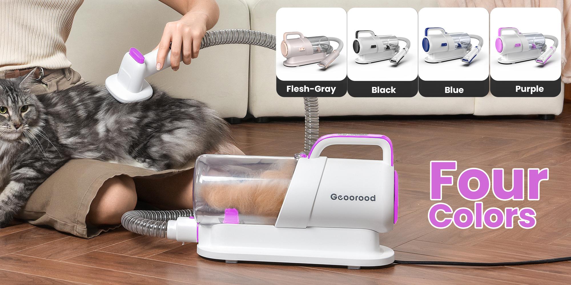 Geoorood Dog Grooming Vacuum Kit with 13000Pa Suction Power & 2.2L Dust Collection for Furry Animal Cleaning