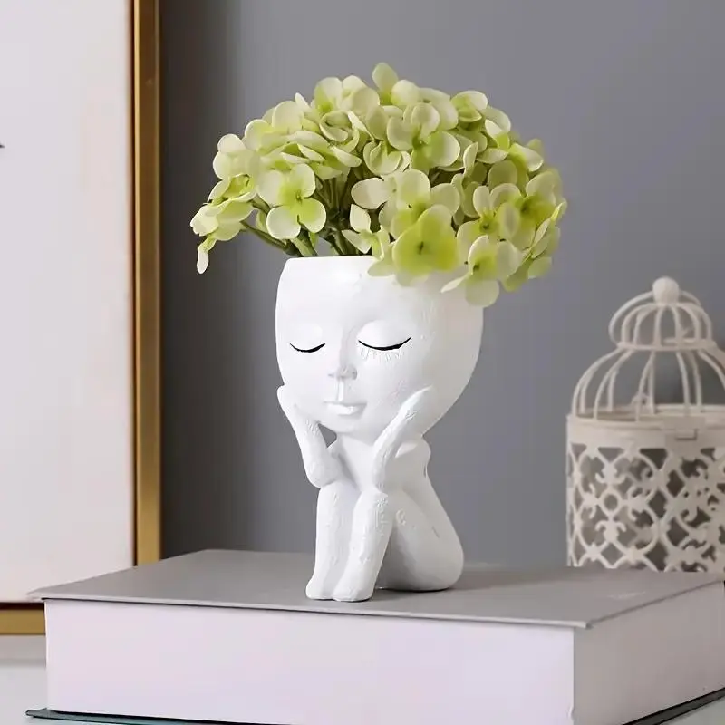 Cute Flower Pot, Modern Decorative Pots for Plants with Drainage Hole & Tray, Indoor Plant Pot for Home Garden Decoration, Indoor Outdoor Planter, Indoor Planters