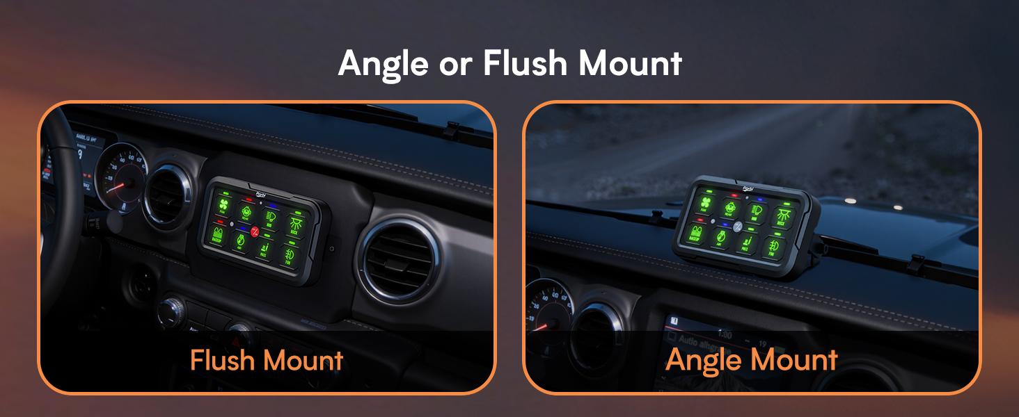 RGB 8 Gang Switch Panel, Universal Circuit Control Relay System w/Momentary Toggle Pulsed Memory Function, Automatic Dimmable, 12-24V Light Switch Panel for Truck UTV Car Boat, IP65 Waterproof