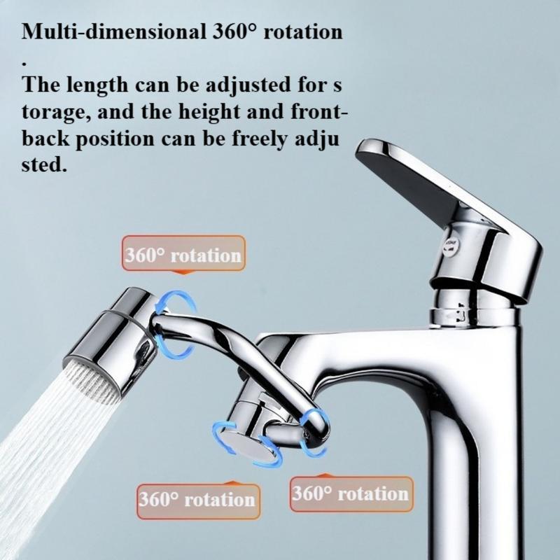 1440° Rotatable Faucet Aerator Extension for Toddlers, Dual Sprayer Mode Bathroom & Kitchen Faucet Attachment, Tap Head Replacement for Smart Face Washing
