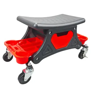 Repair Chair with Red Storage Bins and Wheels for Easy Mobility and Organization
