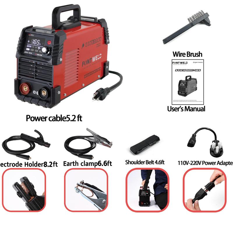 ARC-165A Dual Voltage 110V/220V Stick Welder, 165A 2-in-1 Lift TIG/MMA Welder, Heavy Duty IGBT Inverter with Adapter, 60% Duty Cycle