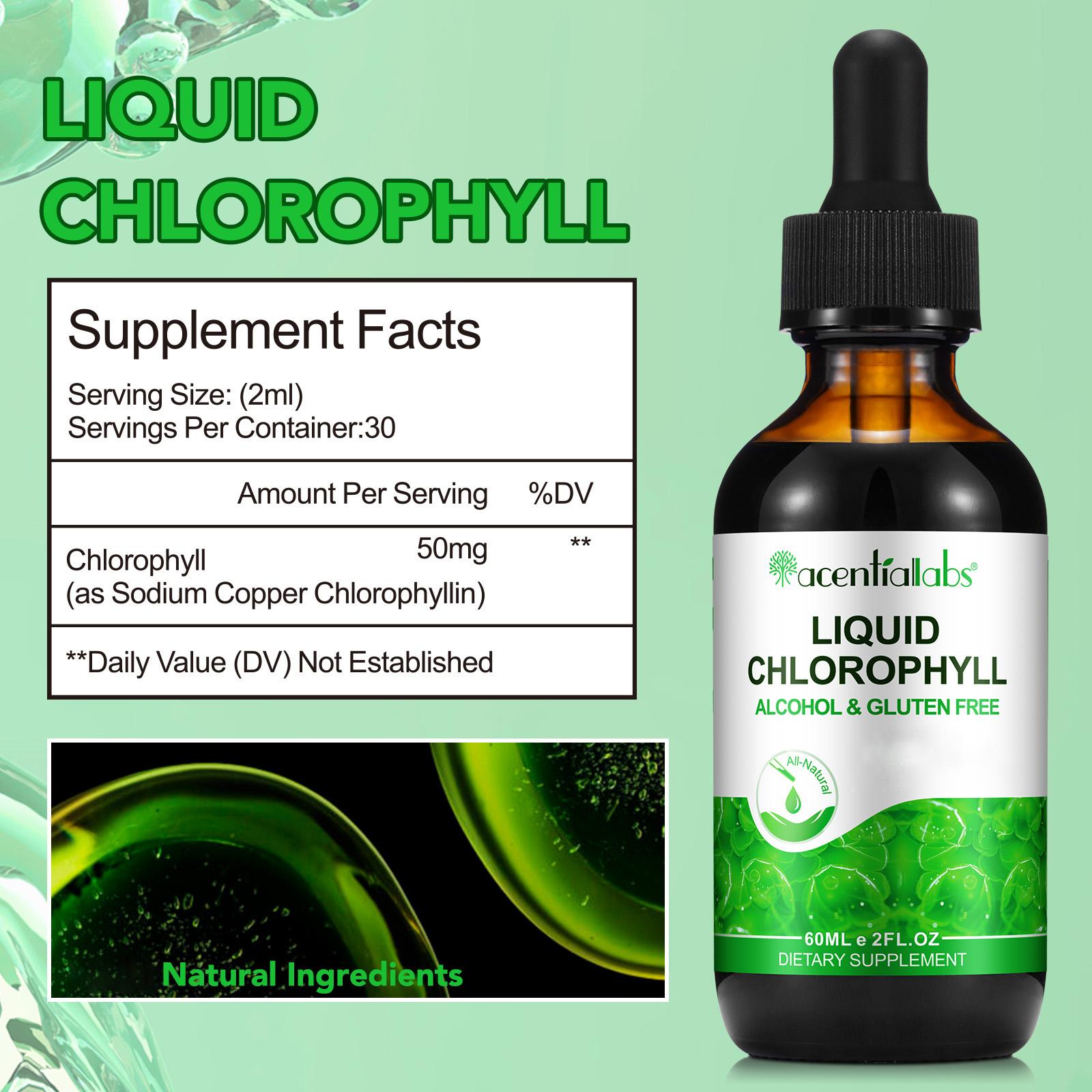 Acentiallabs Chlorophyll Liquid Drops - for Digestion, Gut Health, Energy and Detox - Vegan Safe (Rich, Full Texture and Taste, Not Watered Down) Healthcare Vitamin liquid chlorophyll