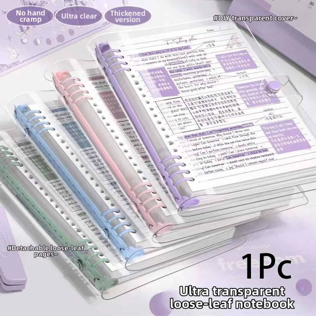 60 Sheets, Refillable Paper, Transparent Loose Leaf Notebook Refillable Binder A5 B5 Clear Cover Capacity Smooth Writing Pages Easy Organize Study Notes Planner, Fill Blank Journal, School Office Supplies Diary Spiral Notebook