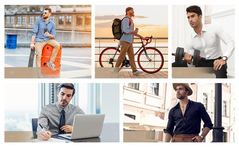 Alimens&Gentle Dress Shirts 16-Way Stretch Slim Fit Long Sleeve Button Down Business Casual Shirts Wrinkle Free Traveler Shirts Top Menswear Alimens&Gentle Dress Shirts 16-Way Stretch Slim Fit Long Sleeve Button Down Business Casual Shirts Wrinkle Free Traveler Shirts Top Menswear