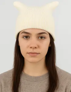 Cat Ear Beanie, Cream