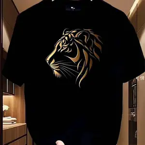 Tiger Short Sleeve T-shirt,Thick Cotton,Summer Holiday,Retro Fashion,printed Design,Loose,Couple Friendly,Half Sleeve,Tiger Tee