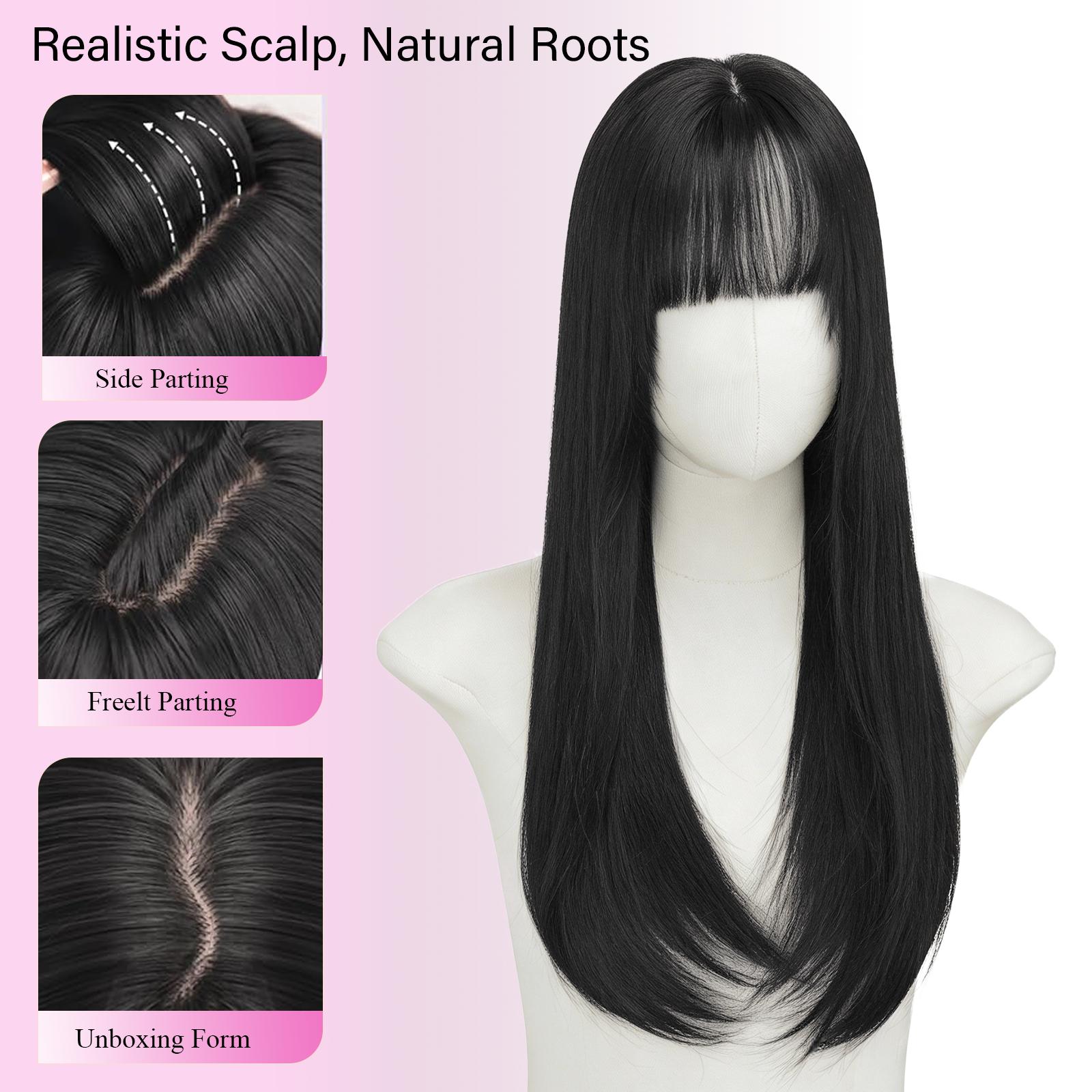 Real Human Hair Topper with Realistic Scalp Line & Side Bangs ONLYCUTE Realistic Scalp Hair Topper with Bangs for Women 20  main image 4