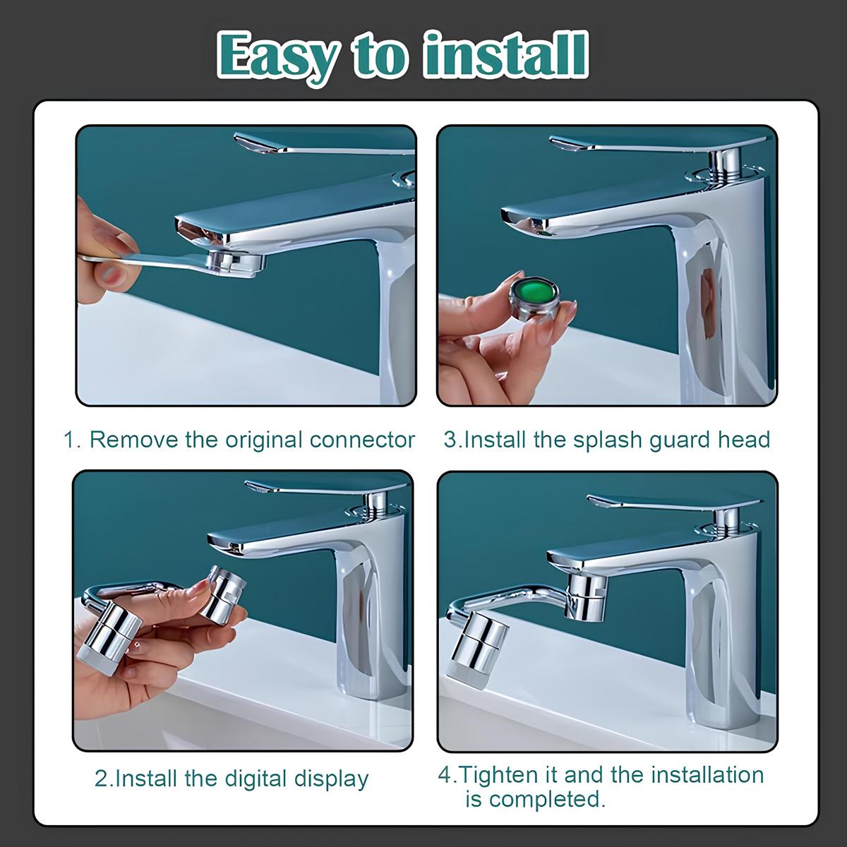 Rotatable Faucet Aerator Extension, Dual Sprayer Mode Bathroom & Kitchen Faucet Attachment, All-Angle Control, Tap Head Replacement for Smart Face Washing for Kitchen Bathroom Sink Faucets Sprayer Attachment