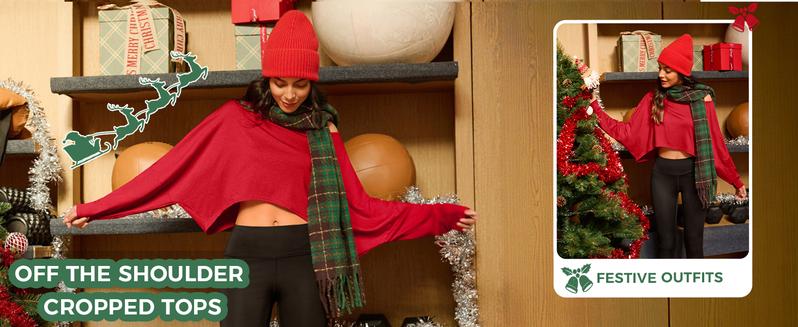 Fisoew Womens Off Shoulder Cropped Tops Batwing Long Sleeve Loose Fit Summer Boat Neck Workout T Shirts