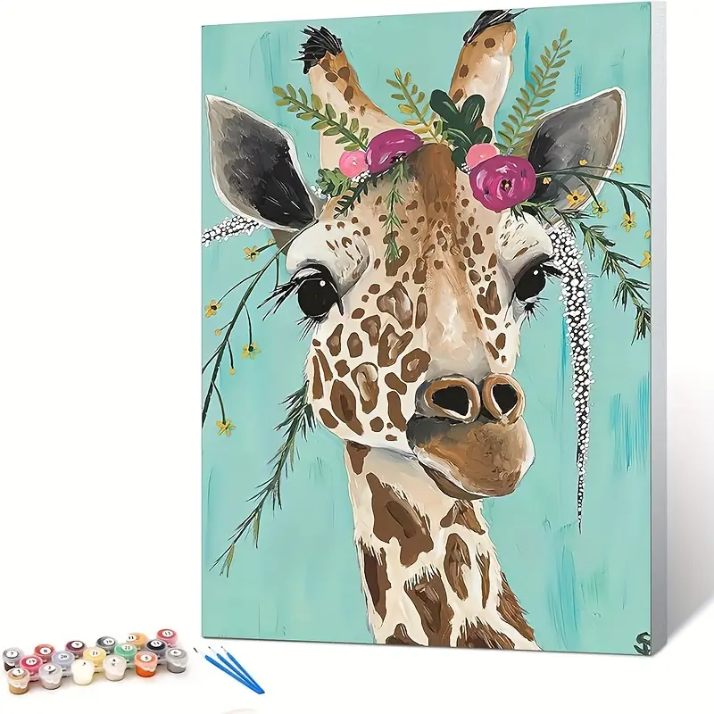 Ginkko Framed Paint by Numbers Art Kit for Adults, Beginner-Friendly DIY Art Supplies, 7.8x11.8in Wooden Frame Acrylic Canvas Set with Paints, Brushes, Bottle Flower Design, Art Painting Kit