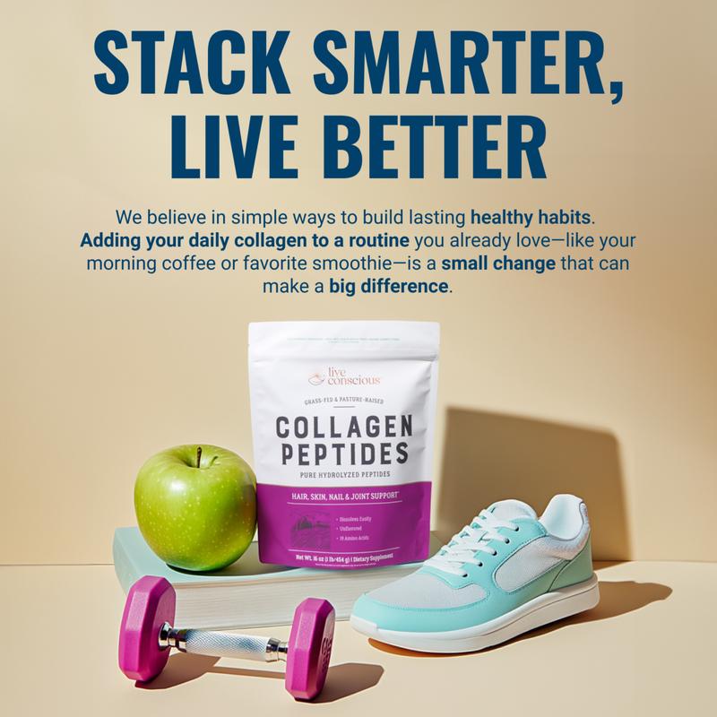 Live Conscious Collagen Peptides Powder - Naturally-Sourced Type I & III Hydrolyzed Bovine Collagen - For Hair, Skin, Nail & Joint Support Supplement 
