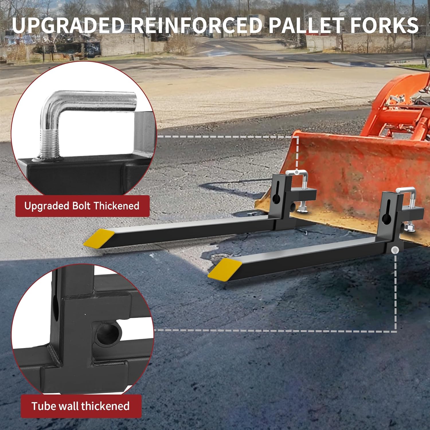 YITAMOTOR 60 Inch Clamp on Pallet Forks, 4000lbs Capacity Heavy Duty Quick Attach Pallet Fork for Bucket Tractor Loader Skid Steer