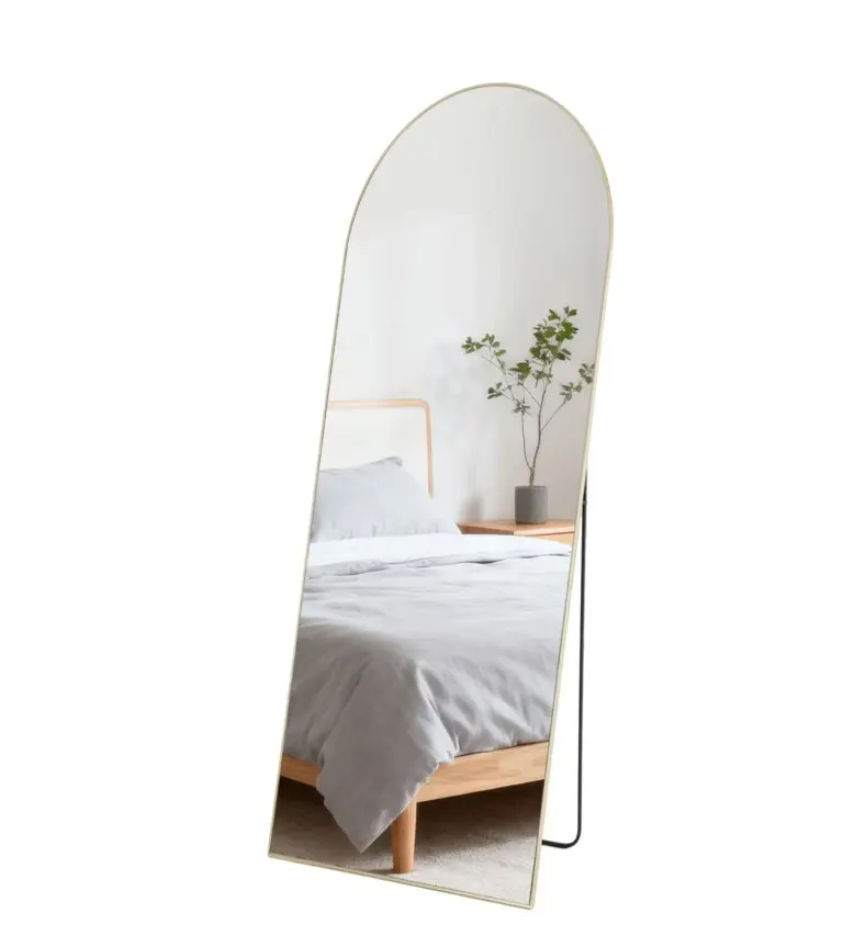 Arched Full Length Mirror with Aluminum Alloy Frame - Golden/19x58", Wall Mounted or Freestanding for Bedroom, Bathroom, and Entryway