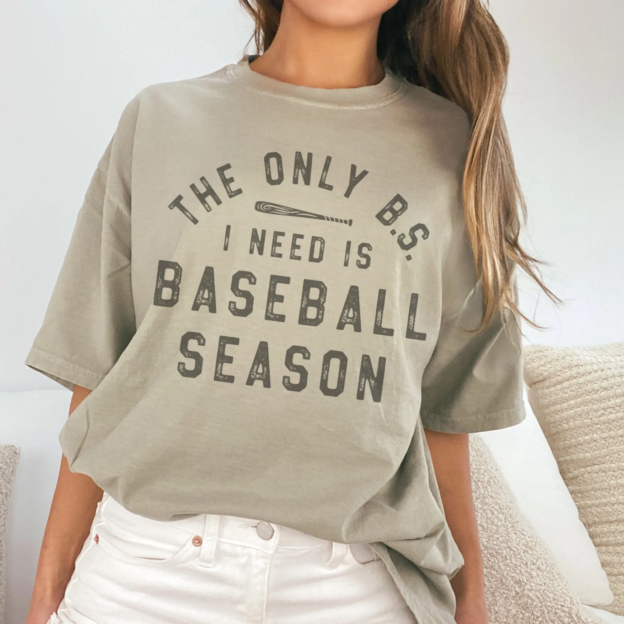 Vintage Baseball Tee Retro Bsseball Season Tshirt Baseball Mom Game T-Shirt The Only BS I need is Baseball Season Top Sport Casual Crewneck Lightweight Sublimation Womenswear Shirt