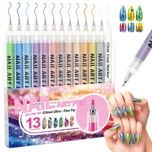 GuangNa 2026 Nail Art Pens Set 0.5mm Fine Tip for Precise Designs Portable Tools for Home & Salon Use Beginner Friendly Nail Dotting & Drawing Pens