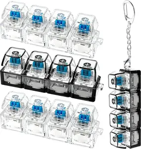 2026 Glowing Keyboard Fidget Toy, 4-In-1 Decompression Button Keychain, Stress Relief Finger Clicker, Transparent Color Newyear Gift